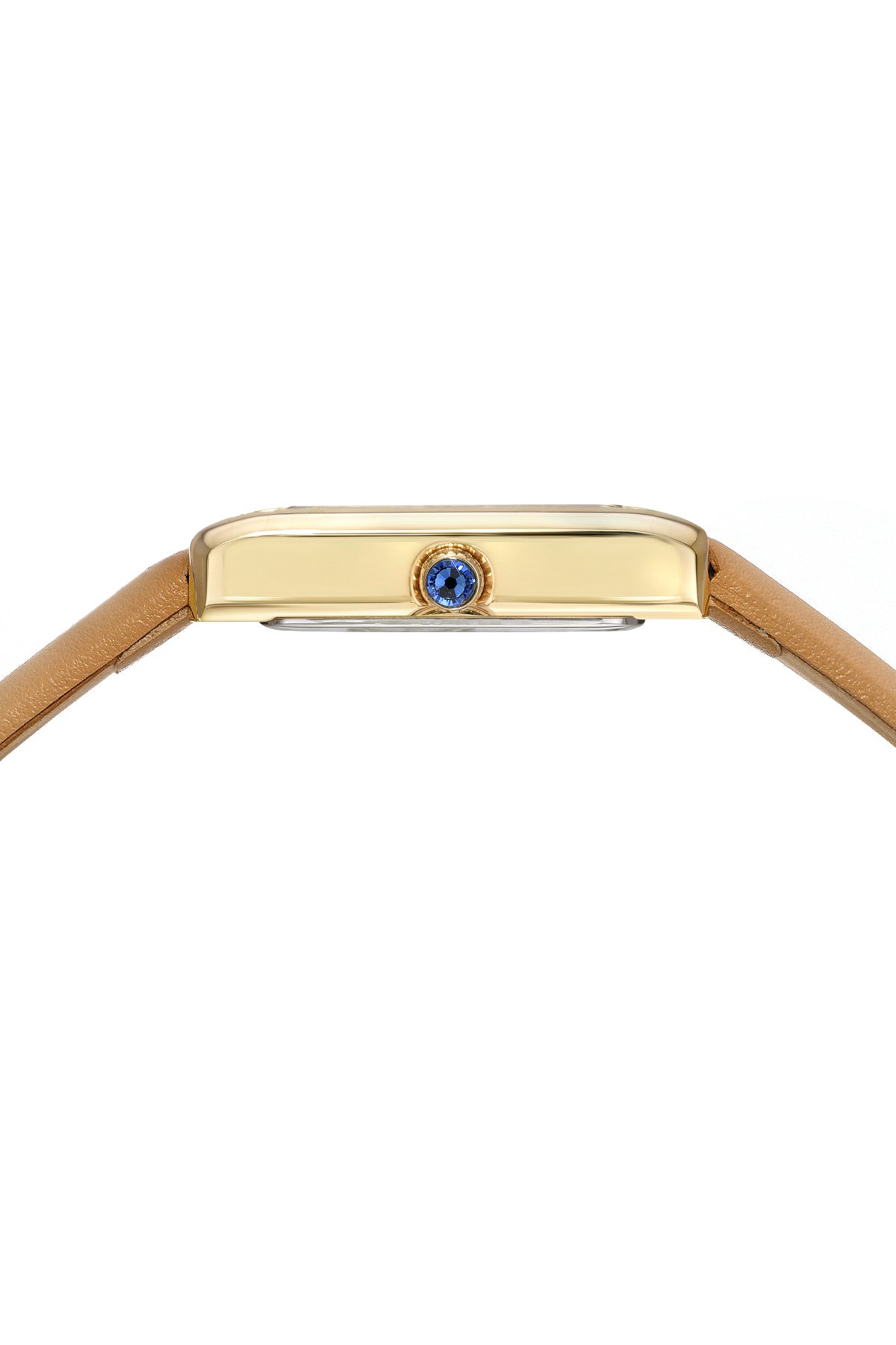 Porsamo Bleu Karolina luxury diamond rectangular women's genuine leather band watch, gold, beige 1082CKAL