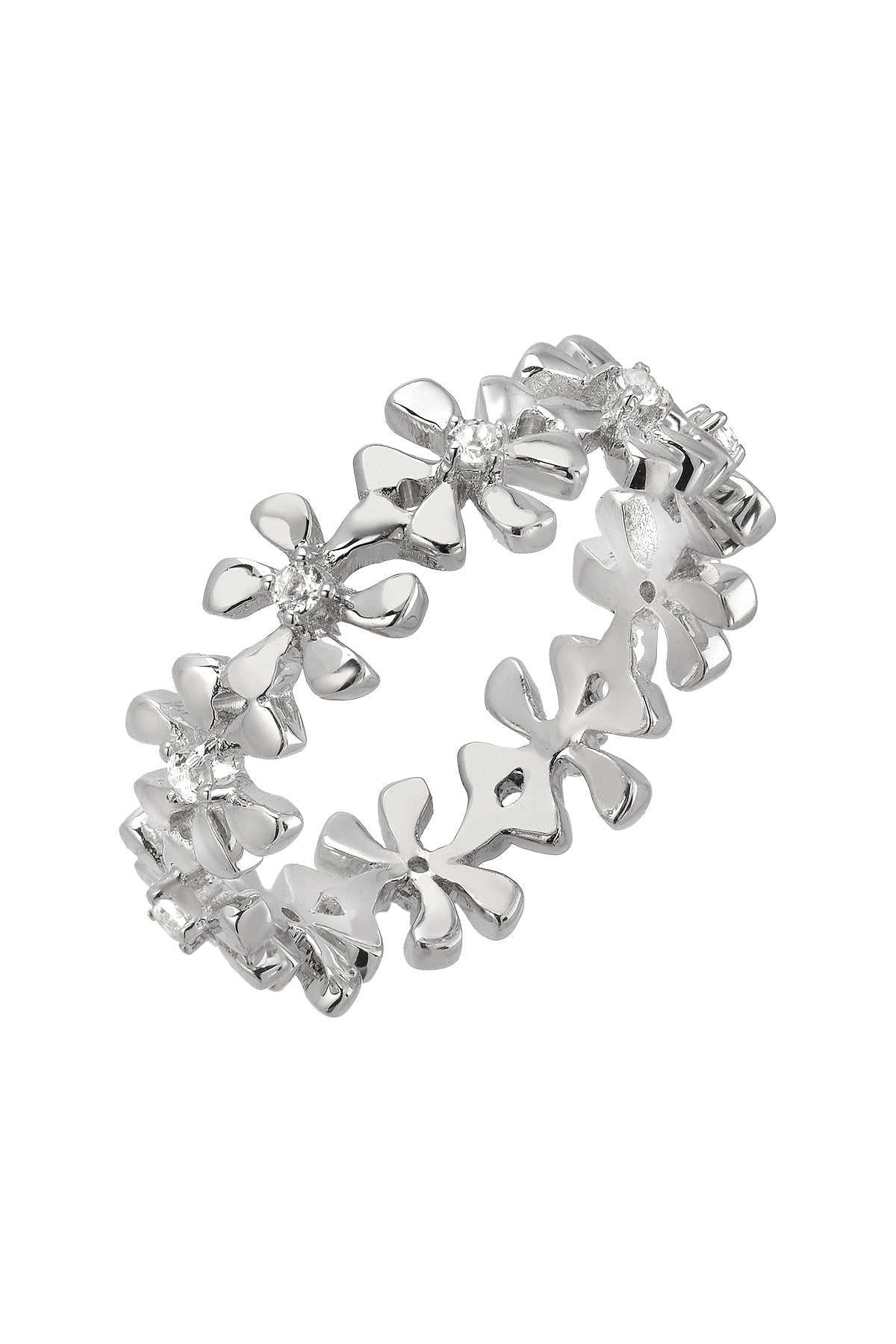 Silver Flower Band With Topaz 517RS