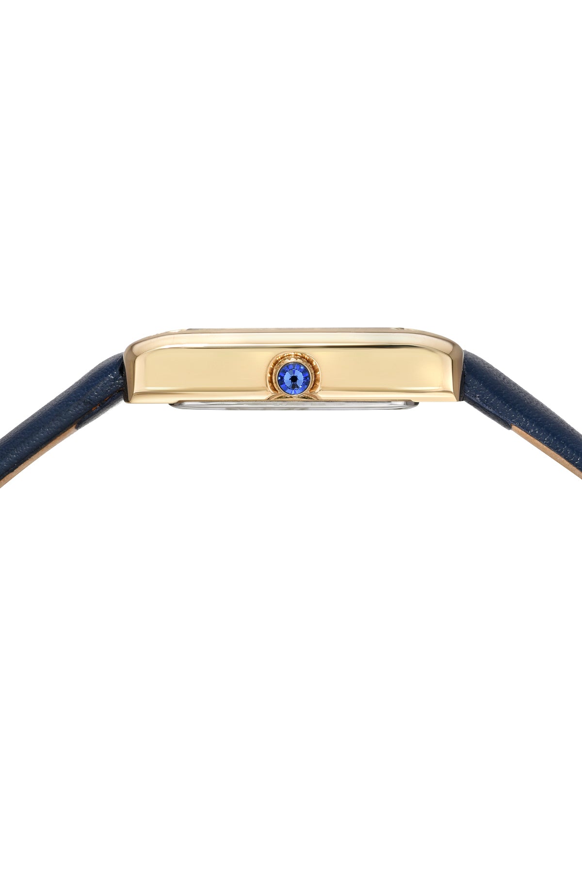 Porsamo Bleu Karolina luxury diamond rectangular women's genuine leather band watch, gold, blue 1082BKAL