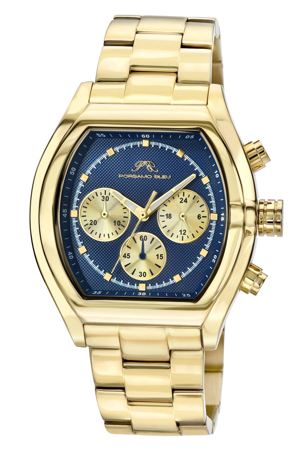 Roman Stainless Steel Gold Tone & Blue Men's Watch 1291DROS