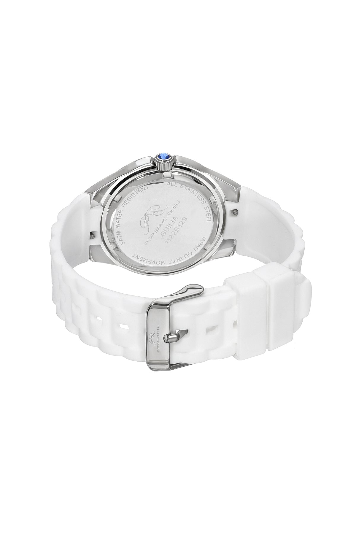 Guilia Silicone Silver White & Pink Women's Crystal Watch 1122BGUS