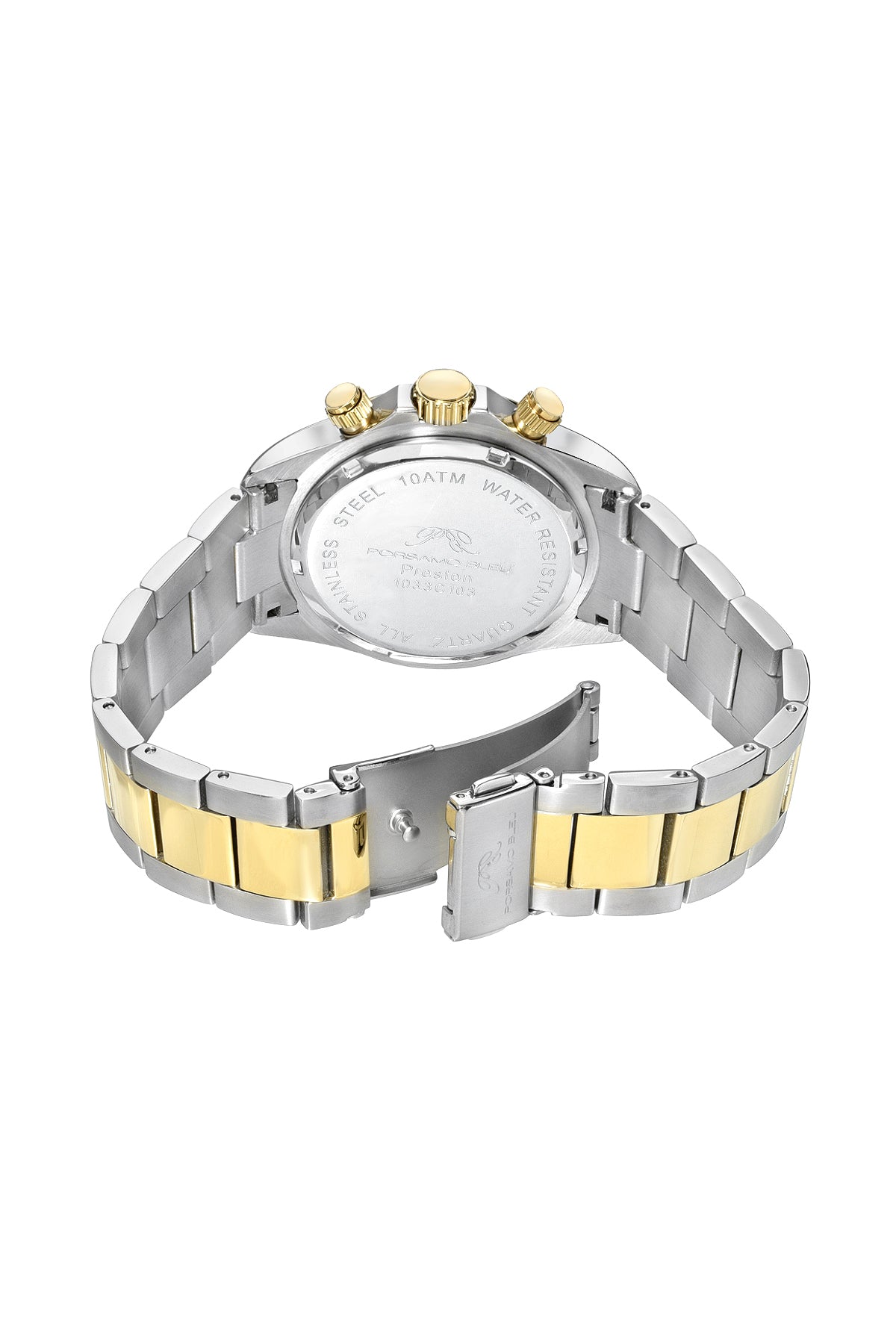 Preston Luxury Multifunction Men's Stainless Steel Watch, Silver, Gold, Blue 1033CPRS