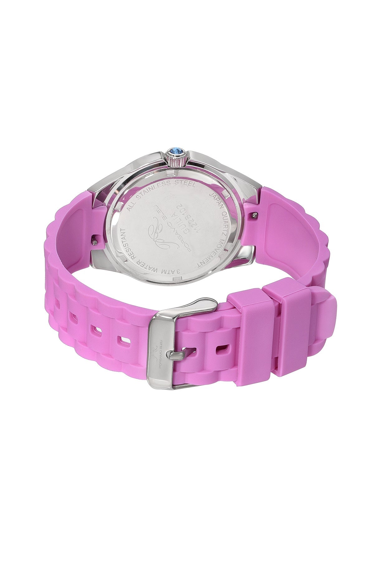 Guilia Silicone Silver White & Pink Women's Crystal Watch 1122BGUS
