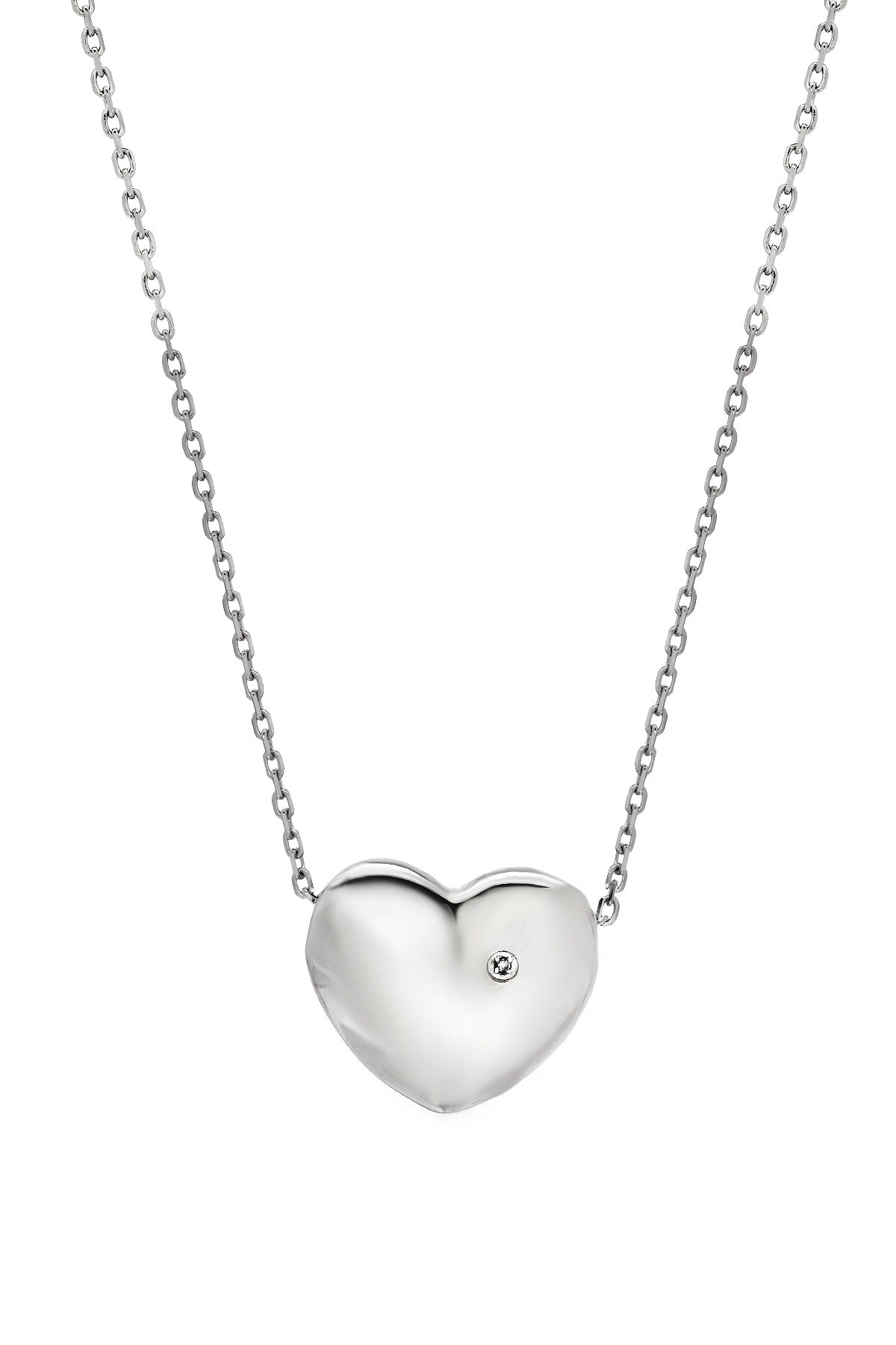 Diamond Set Puffed Heart Necklace 2014NS