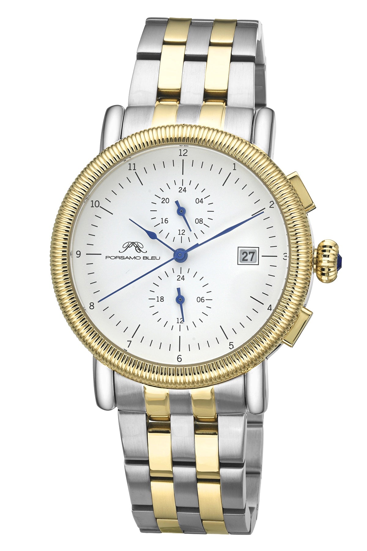 Porsamo Bleu Valor Luxury Chronograph Men's Stainless Steel Watch, With White Dial, Two Tone 1381CVAS