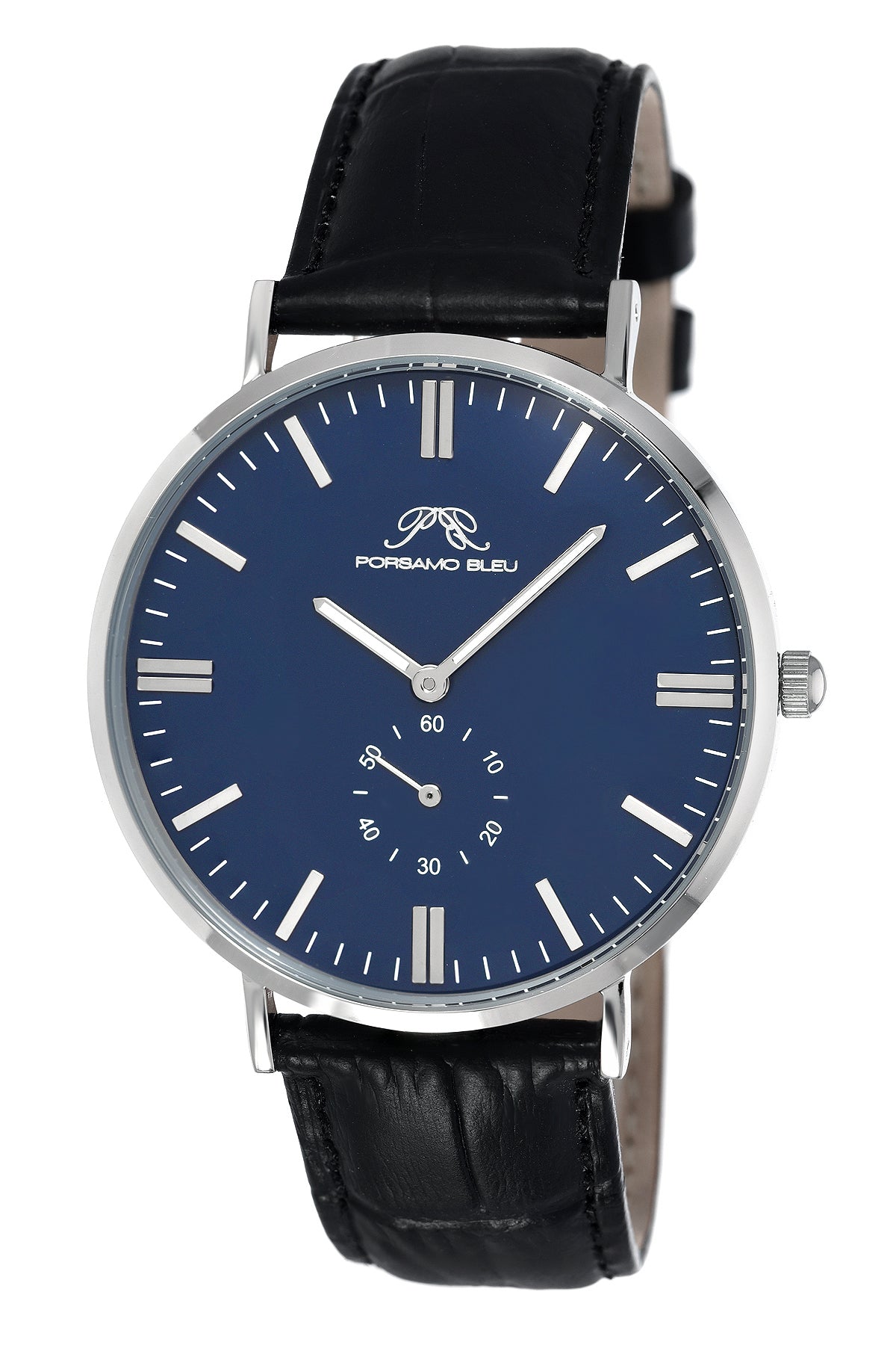 Henry Genuine Leather Silver & Black Blue White Men's Watch 842AHEL