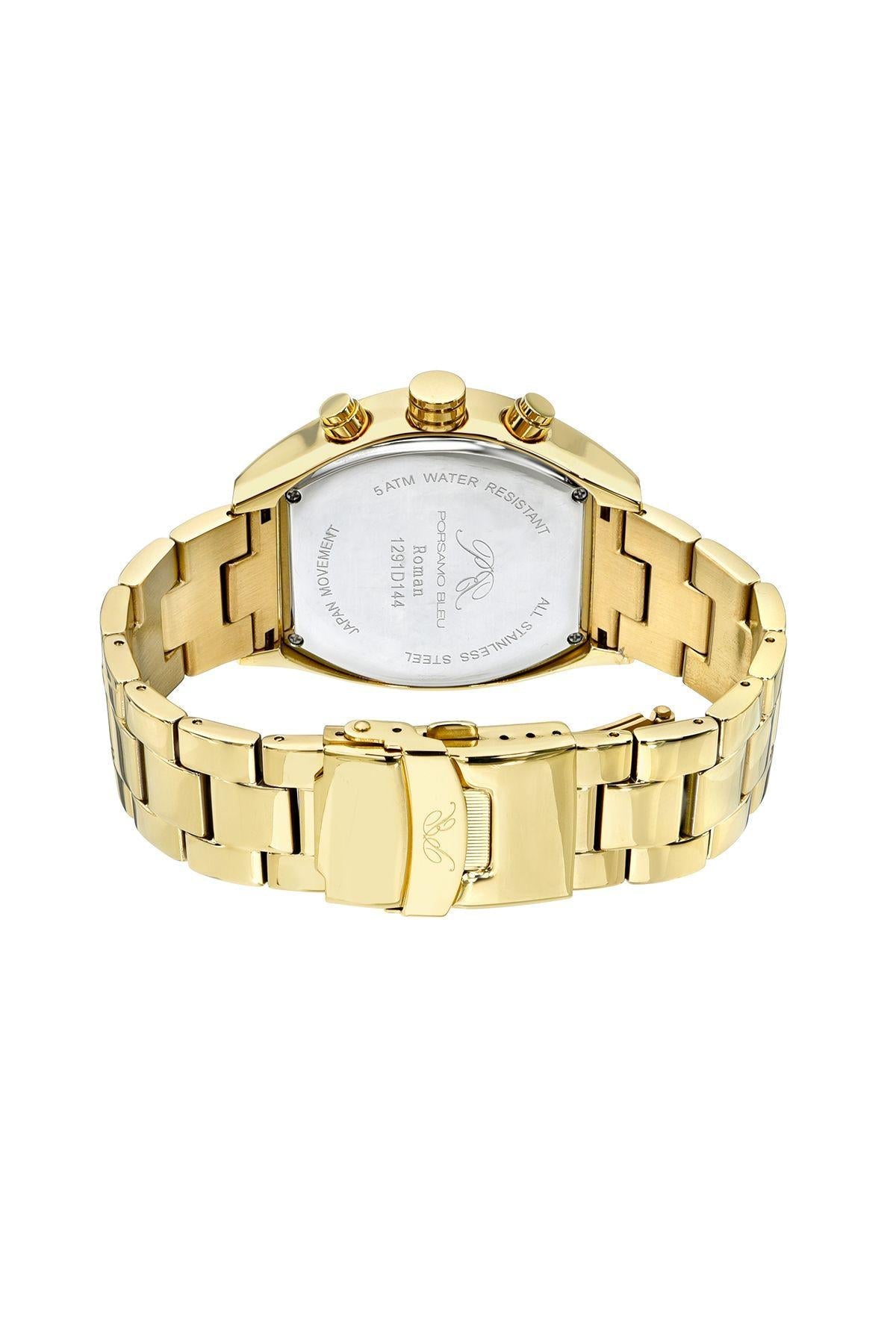 Roman Stainless Steel Gold Tone & Blue Men's Watch 1291DROS