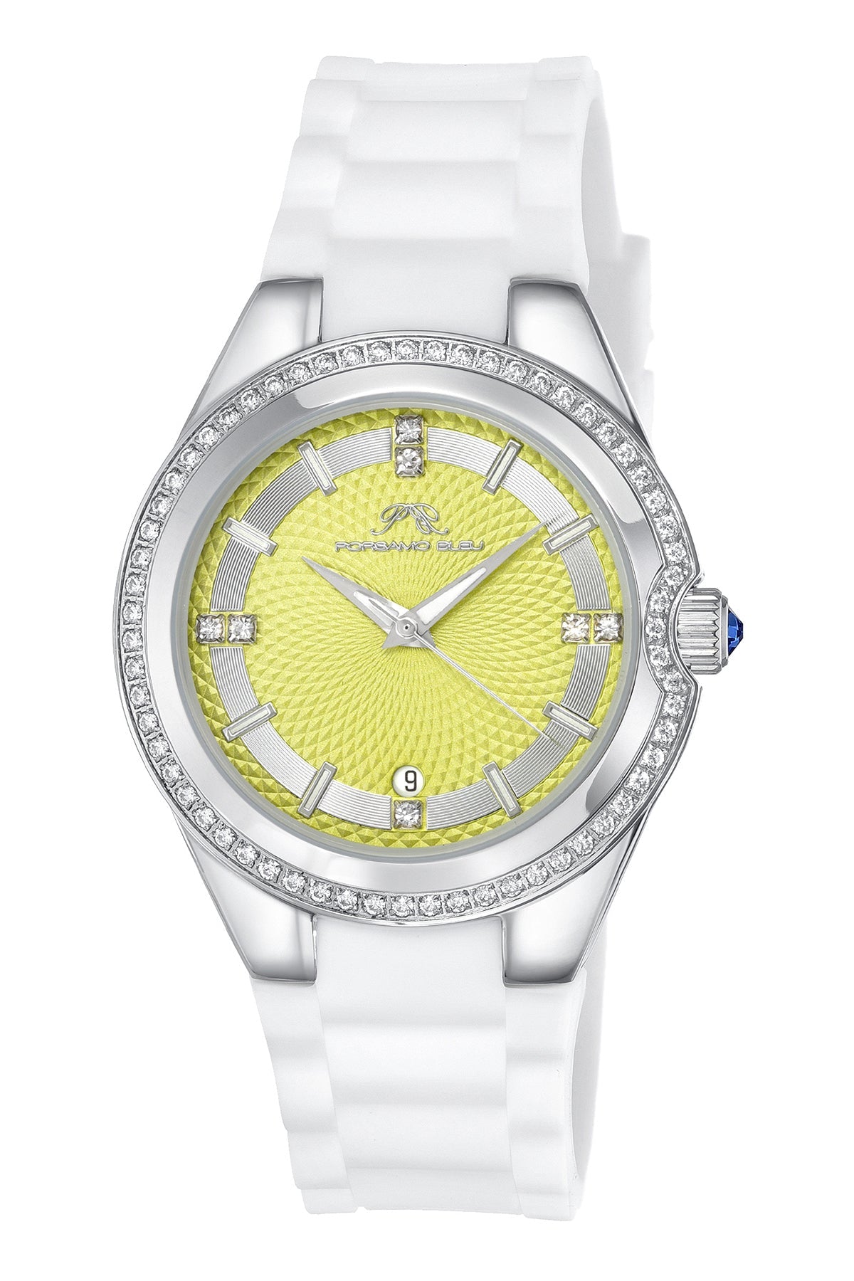 Guilia Stainless Steel/Silicone Silver & Lime Green Women's Crystal Watch 1122DGUR