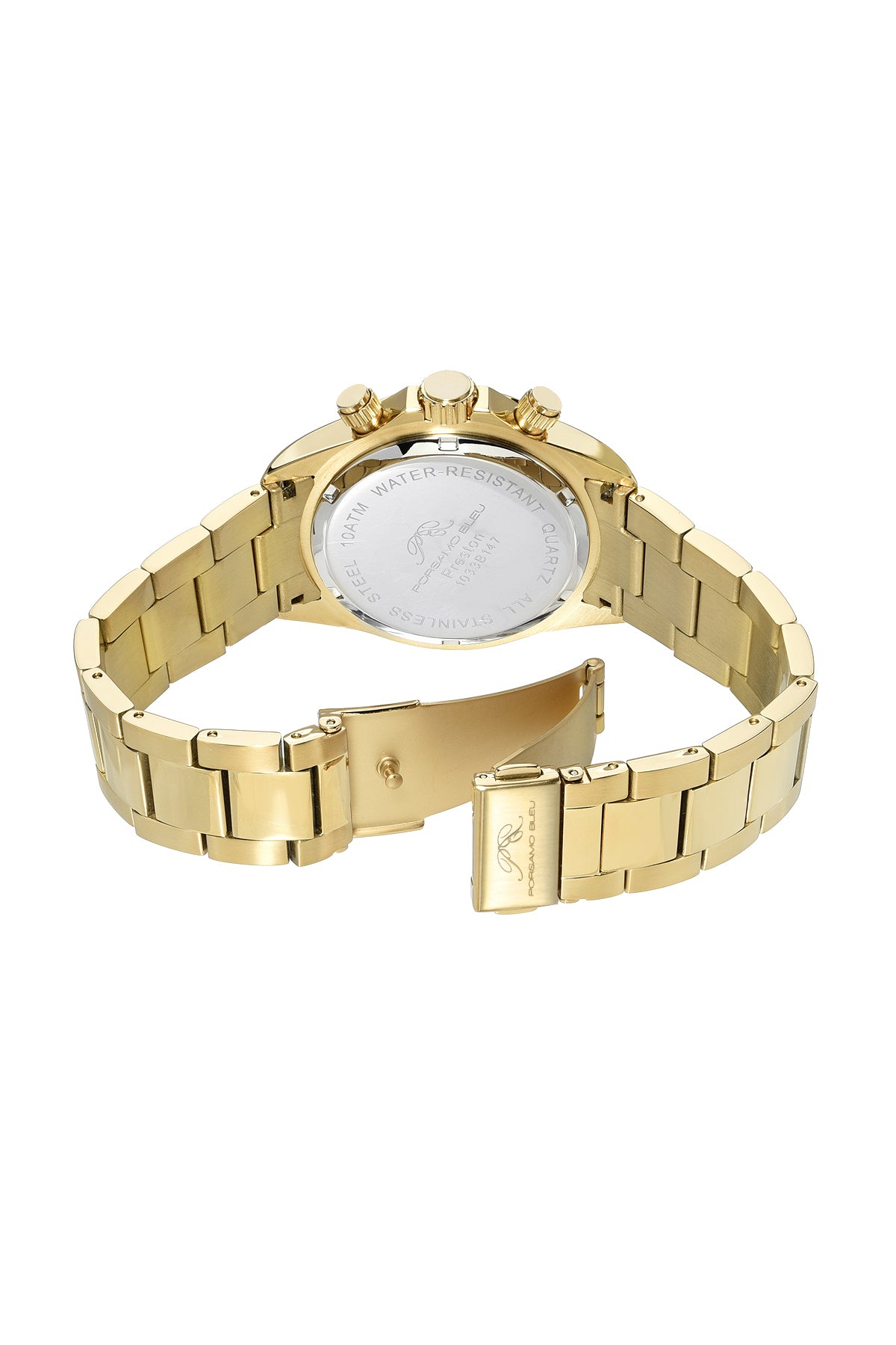 Preston Luxury Multifunction Men's Stainless Steel Watch, Gold, Blue 1033BPRS