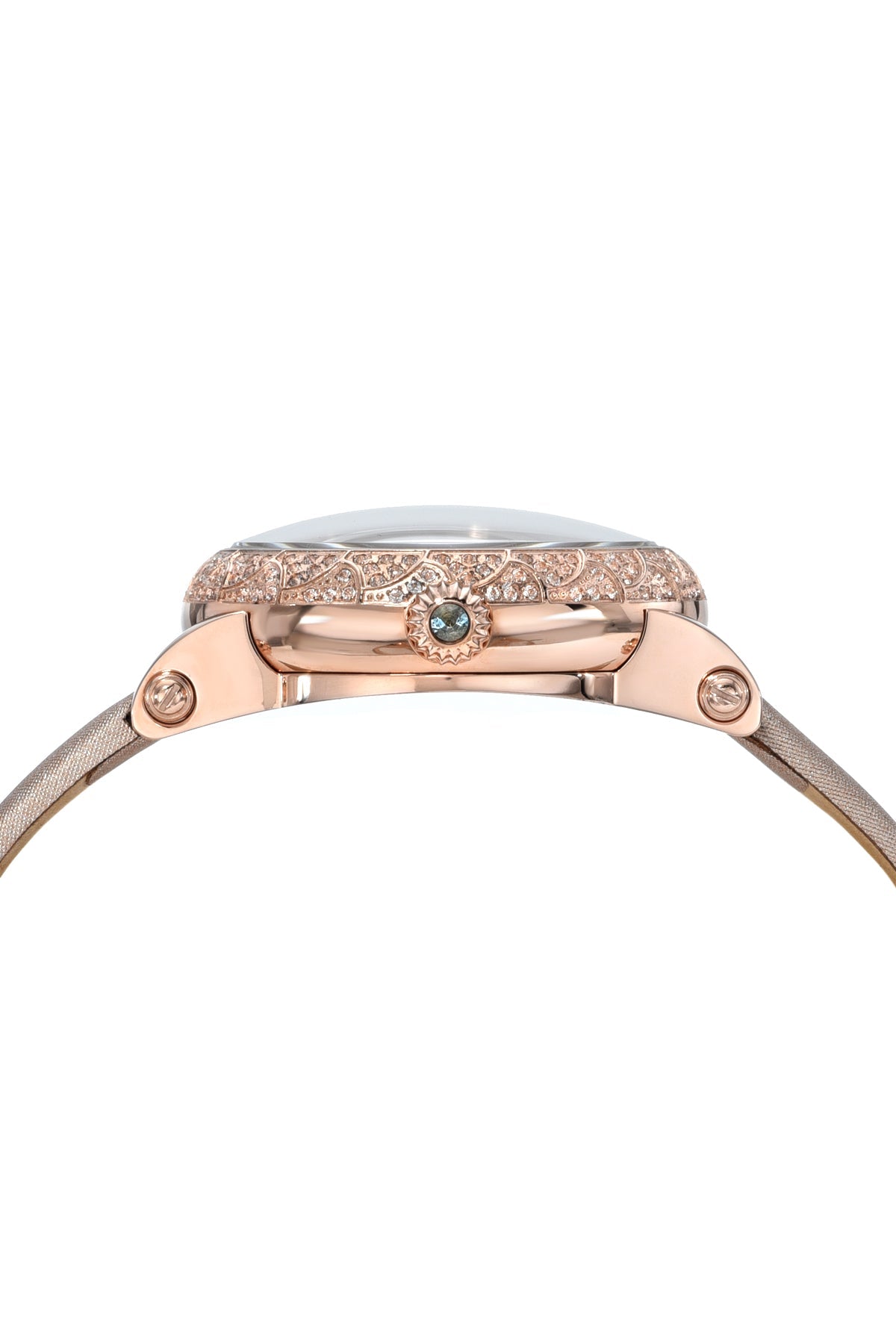 Liza Satin Covered Genuine Leather Rose Women's Automatic Topaz Watch 691DLIL