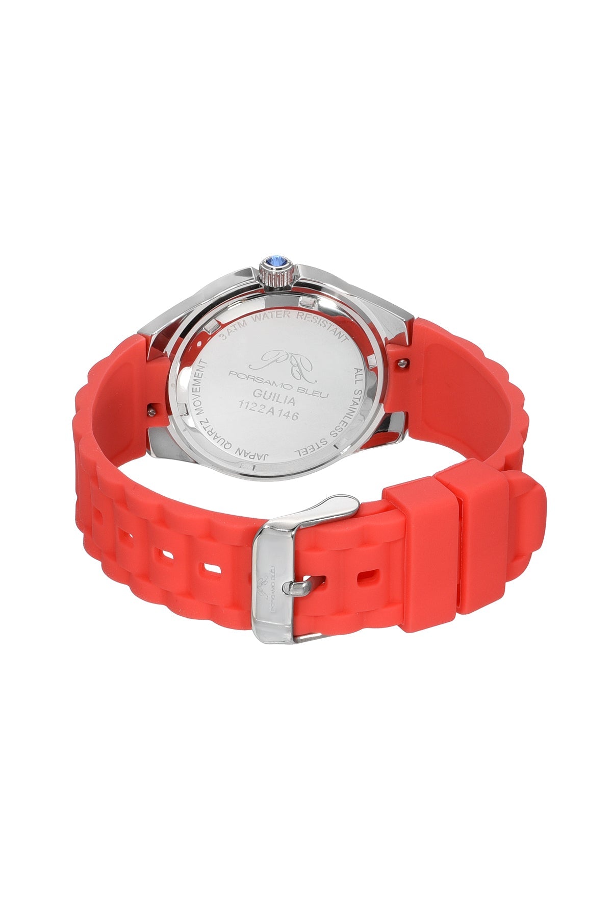 Guilia Silicone Silver White & Red Women's Crystal Watch 1122AGUS
