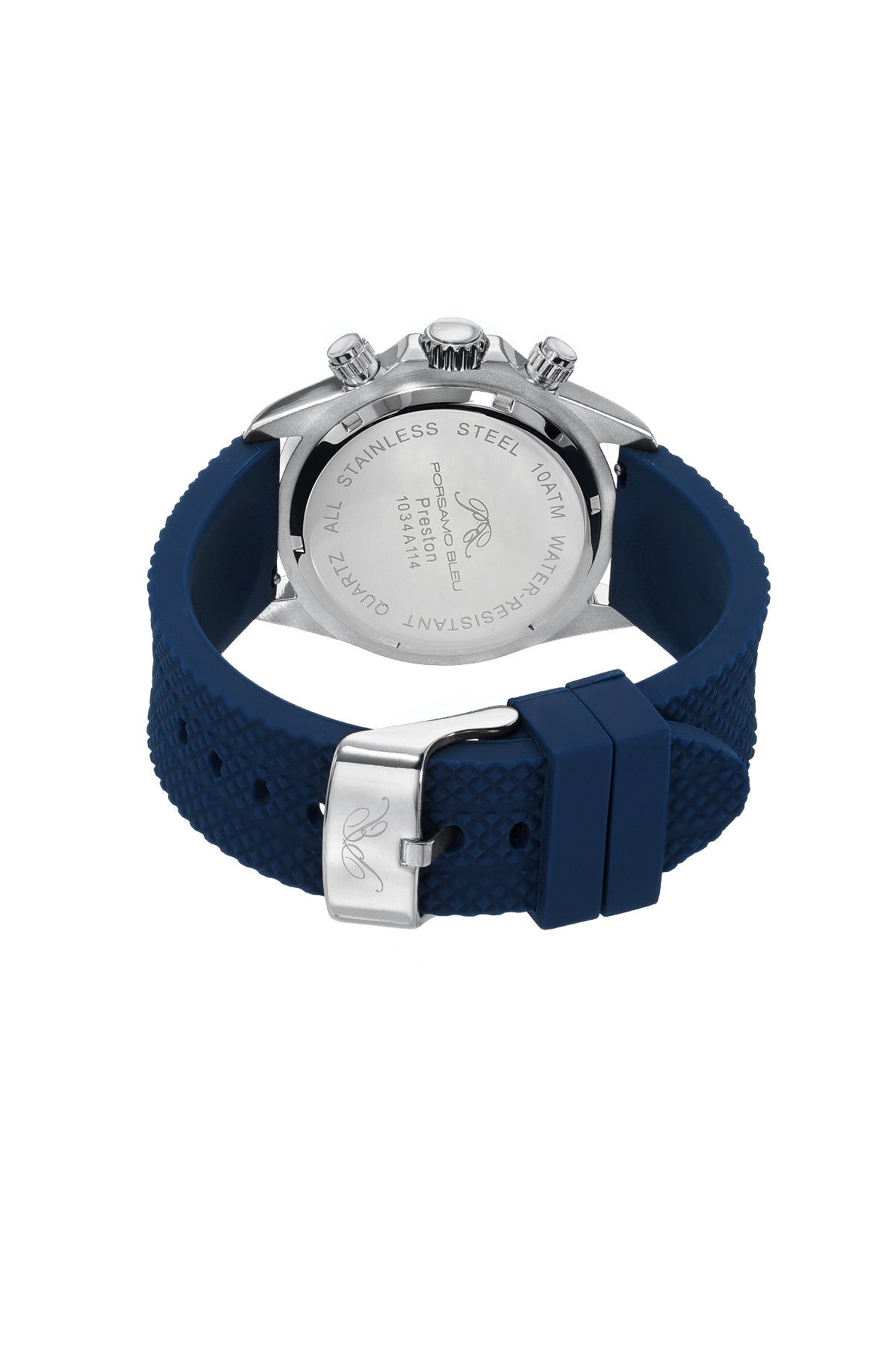 Preston Sport Luxury Multifunction Men's Silicone Watch, Silver And Blue 1034APRR