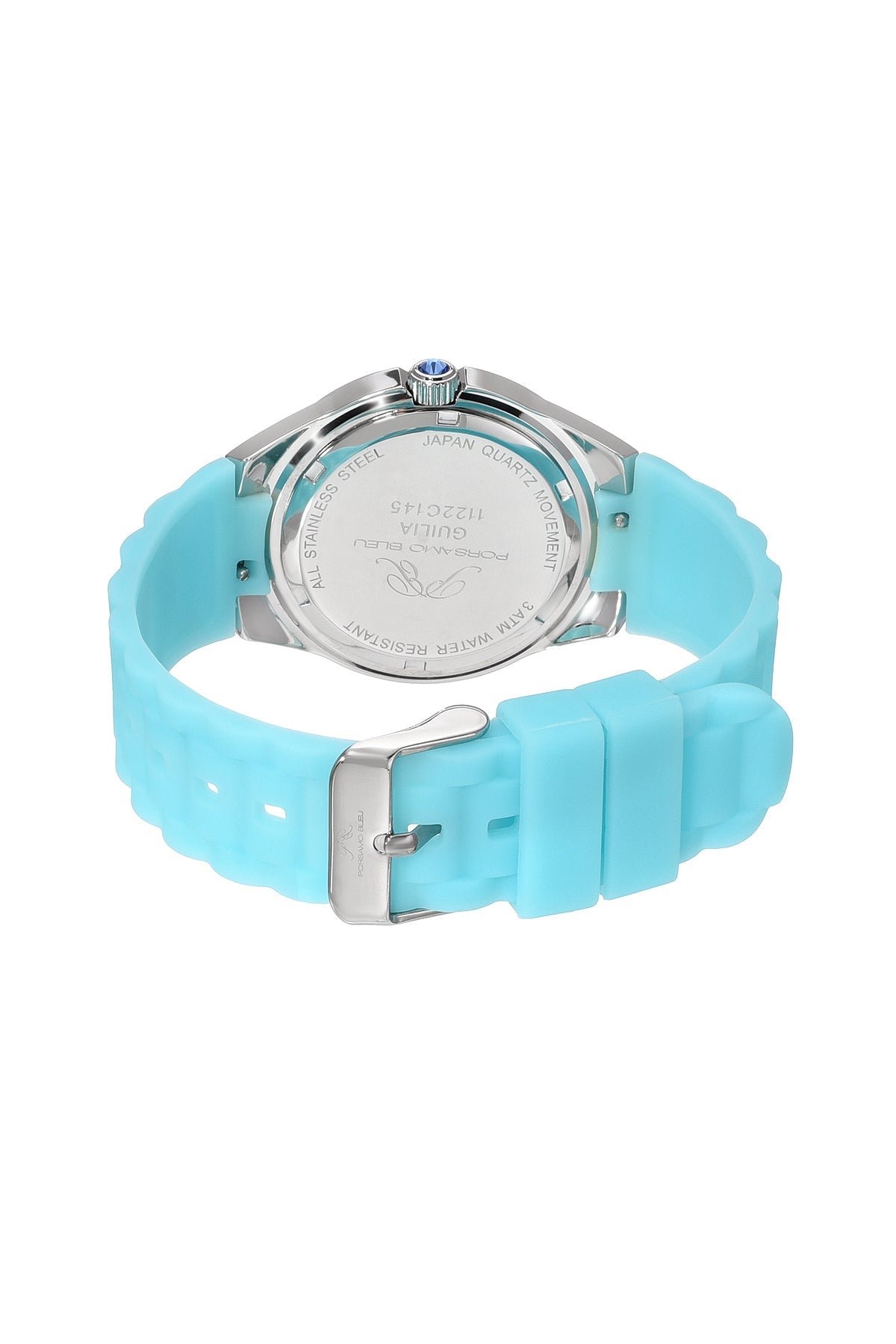 Guilia Silicone Silver White & Turquoise Women's Crystal Watch 1122CGUS