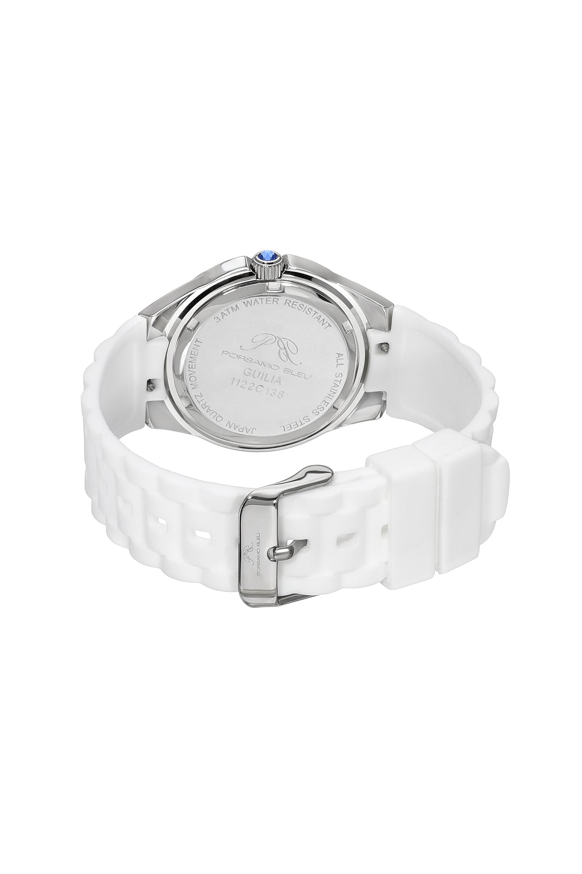 Guilia Silicone Silver White & Turquoise Women's Crystal Watch 1122CGUS