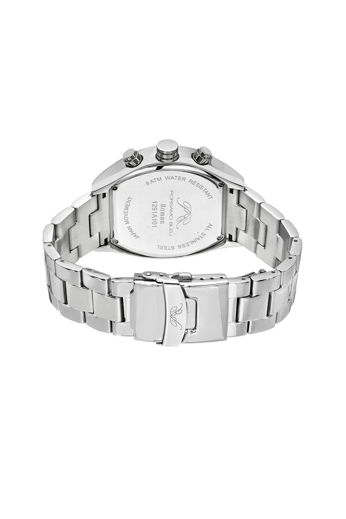 Roman Stainless Steel Silver Tone Men's Watch 1291AROS