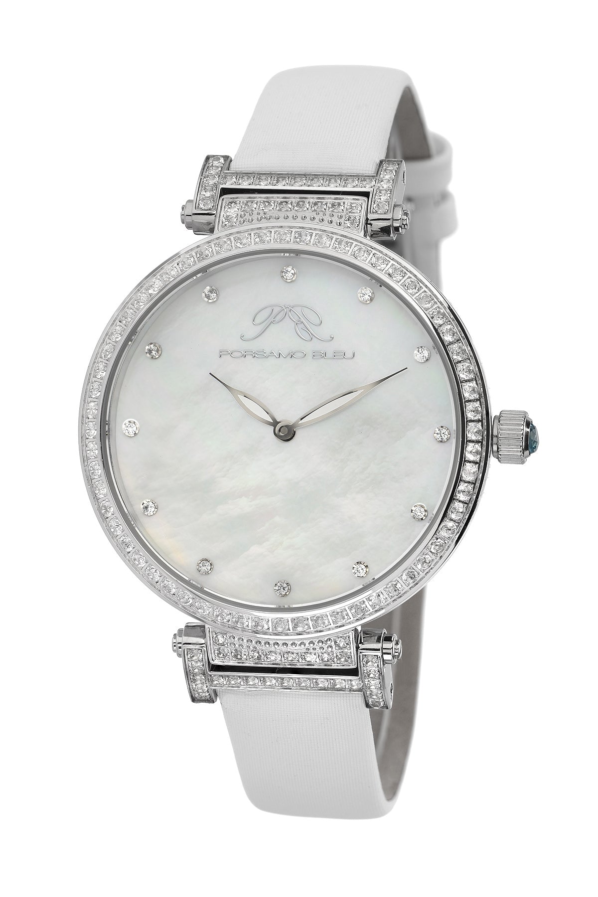 Chantal Satin Covered Genuine Leather White Women's Topaz Watch 673ACHL