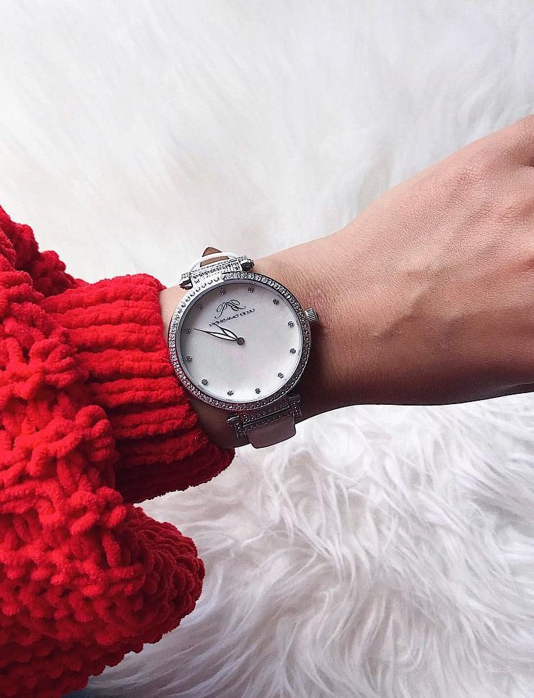 Chantal Satin Covered Genuine Leather White Women's Topaz Watch 673ACHL